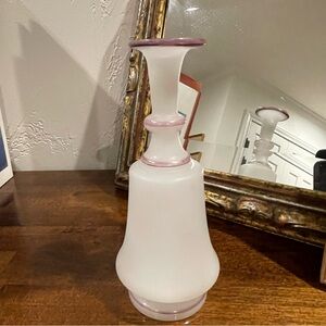 Victorian Frosted Bristol Glass Hand Painted Bottle 6 3/4” No Stopper